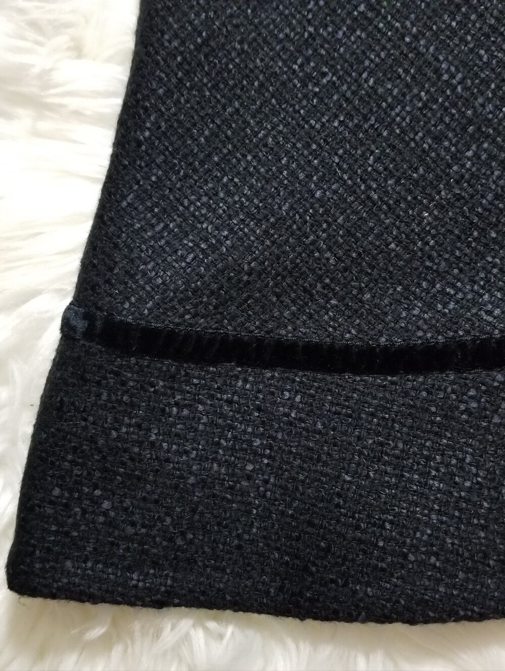 Gap Black Wool Blend A-Line Skirt Size 6 Velvet Trim - Picture 2 of 6
